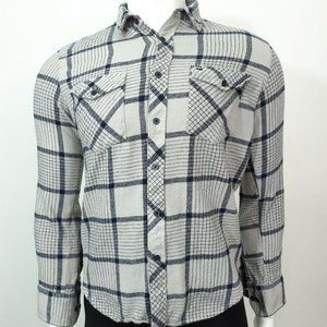 Billabong Black White Plaid Flannel Shirt Collared Button Front Shirt Sz S